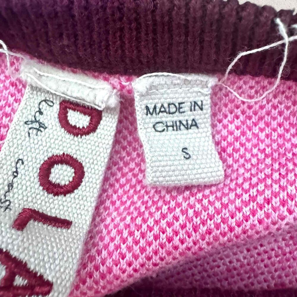 Dolan Pink White Long Sleeve Crew Neck Stripe Houndstooth Pullover Sweater Small - Picture 11 of 16